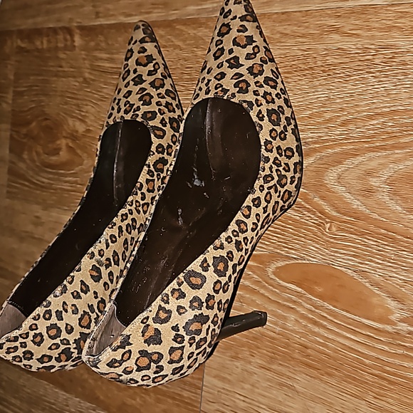 Colin Stuart leopard fabric pointed toe heels size 5.5 - Picture 3 of 8